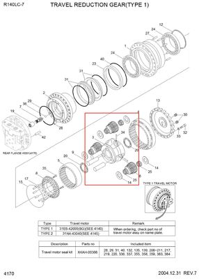 R140-7 R160-7 Teile für Getriebe XKAH-00357 XKAH-00358 XKAH-00355 XKAH-00356 R140-7 TRANSPONENT
